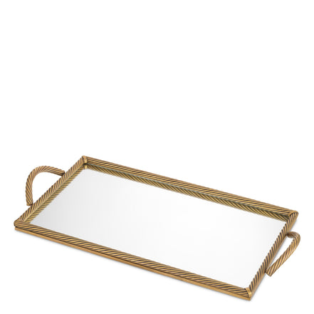 Tavă Salvi rectangulară L, finisaj alamă vintage