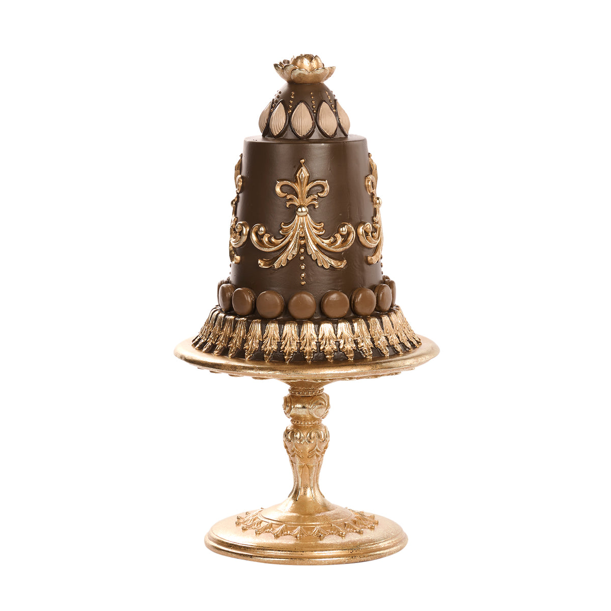 Tort regal pe suport, decorativ, maro/auriu, 42 cm