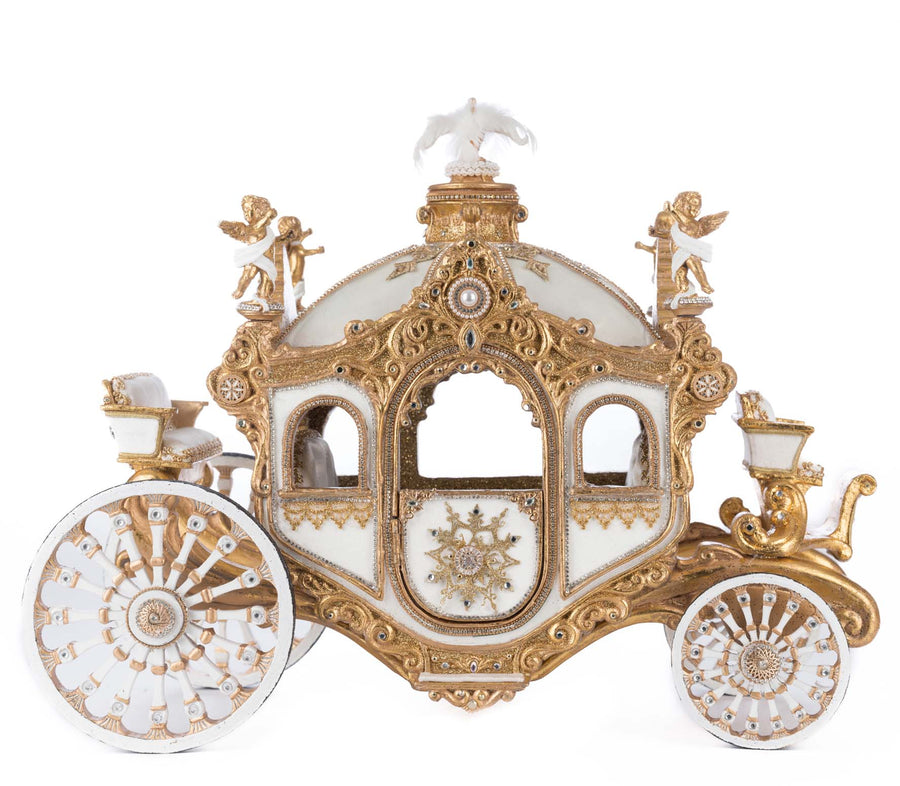 Trăsură decorativă Bells of Brilliance, crem/auriu, 51 cm
