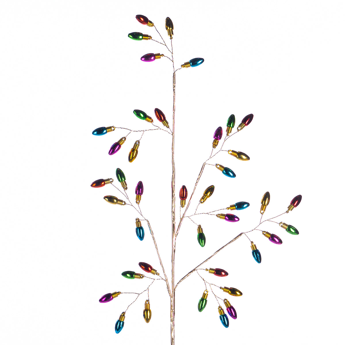 Tulpină cu becuri de Crăciun, multicolor/auriu, 56 cm