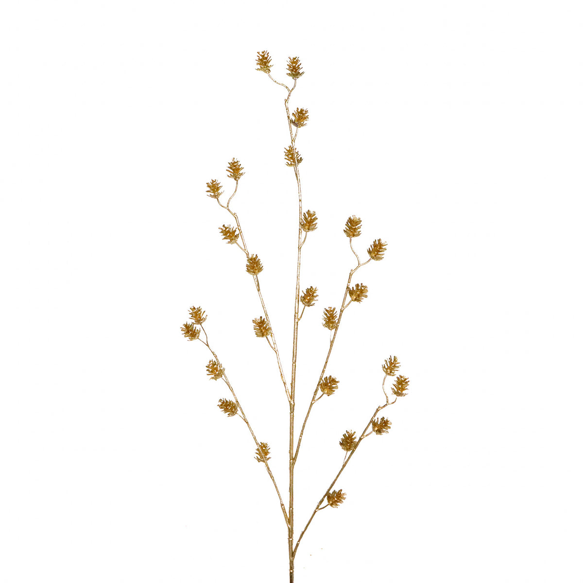 Tulpină cu conuri mici metalizate, auriu, 80 cm