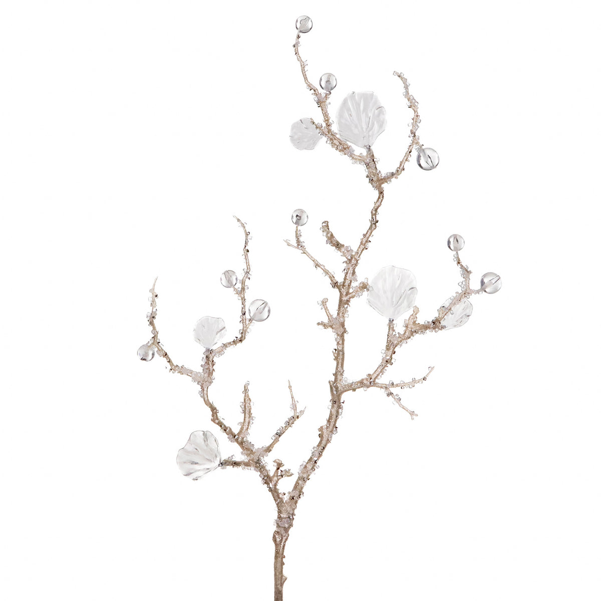 Tulpină cu crenguță cu sclipici și pietre, auriu/șampanie/transparent, 56 cm