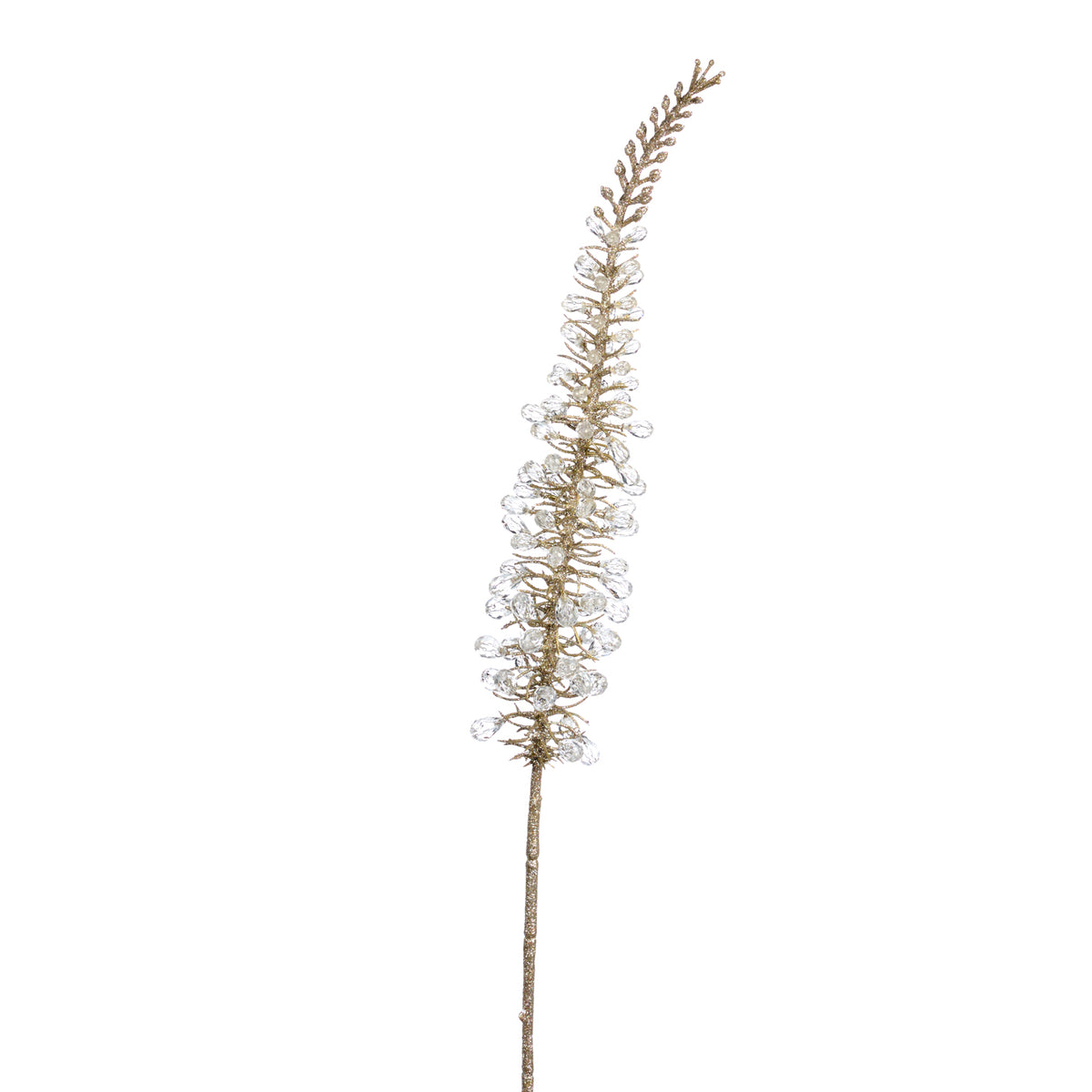 Tulpină cu floare tip coadă, cu pietre, auriu/transparent, 76 cm