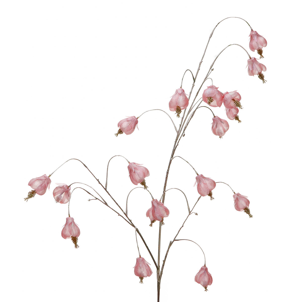 Tulpină cu flori clopoțel de abutilon, roz/auriu, 144 cm