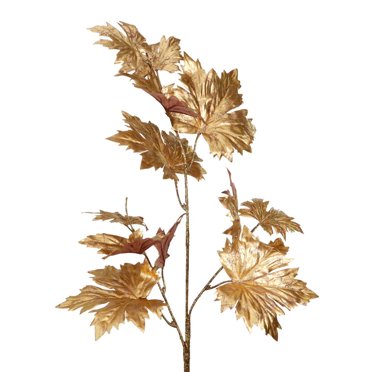 Tulpină cu frunze de arțar metalizate, auriu, 96 cm