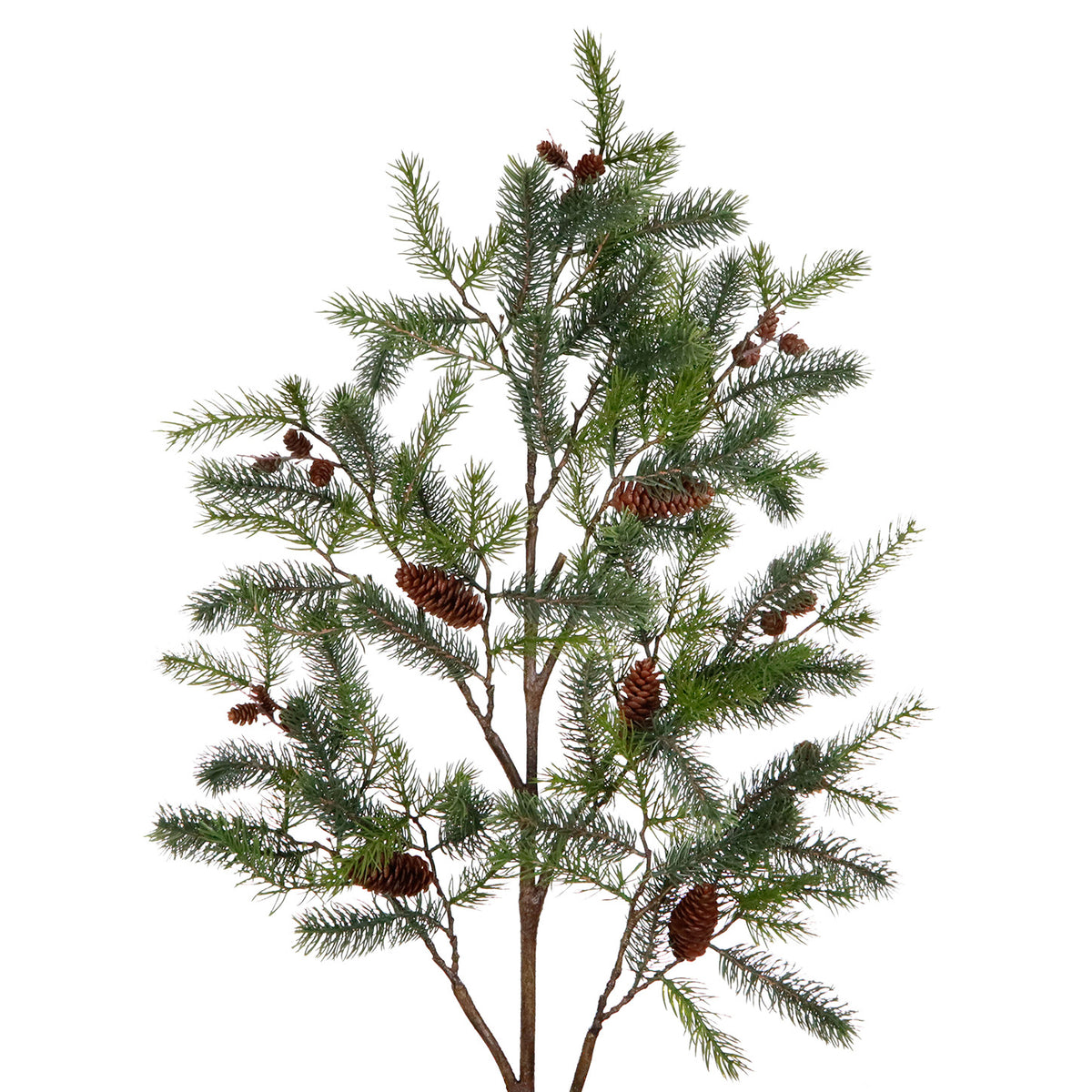 Tulpină decorativă de expunere cu ramuri de brad și conuri, verde/maro, 150 cm