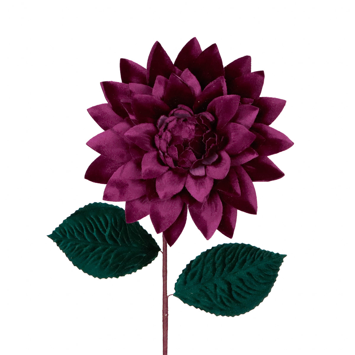 Tulpină din textil cu floare deschisă și frunze, burgund/verde, 45 cm