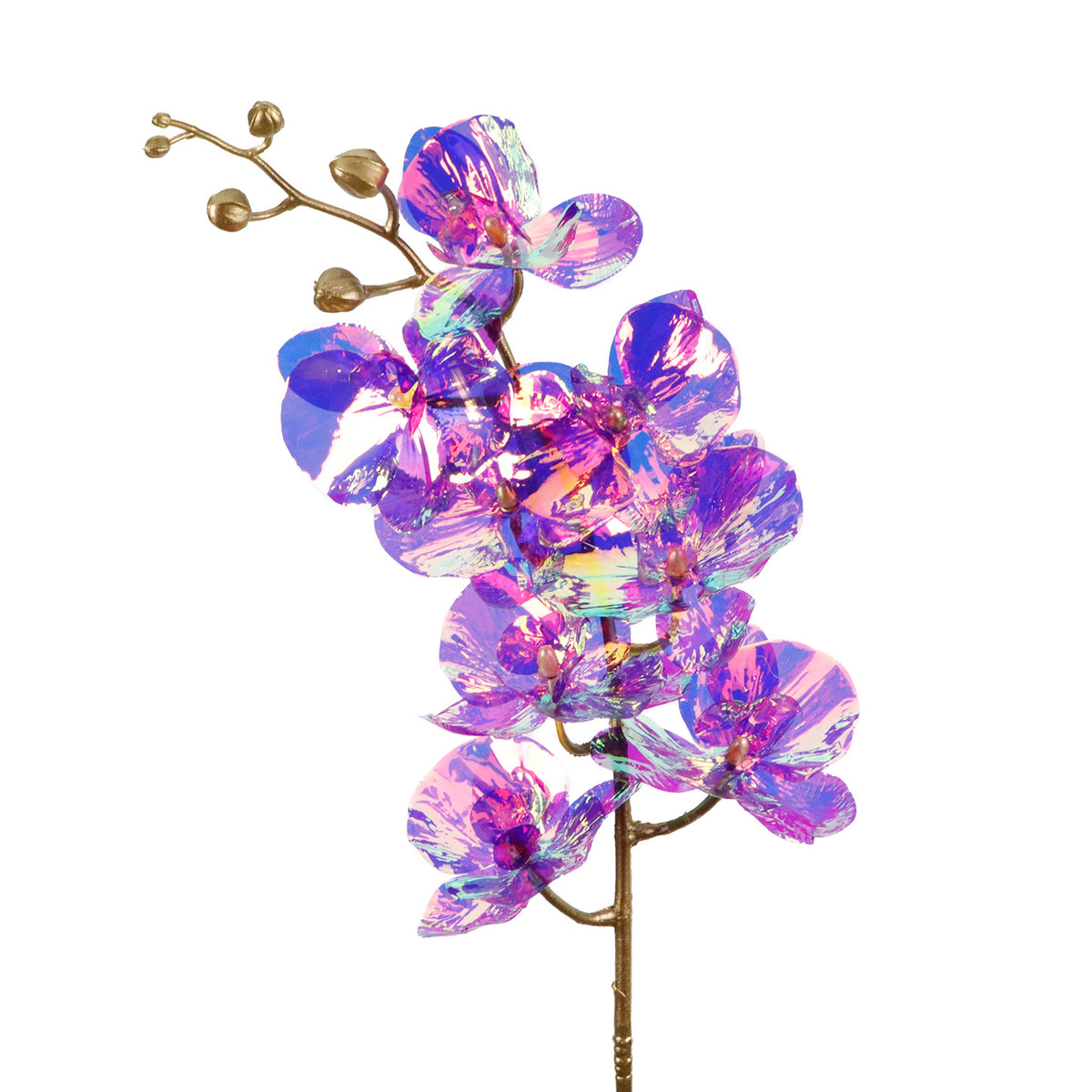 Tulpină irizată cu floare de orhidee, mov/multicolor, 98 cm