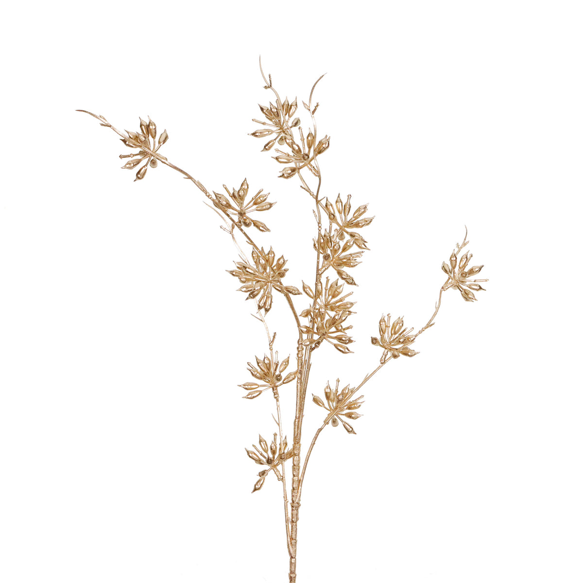 Tulpină metalizată cu flori, auriu, 78 cm