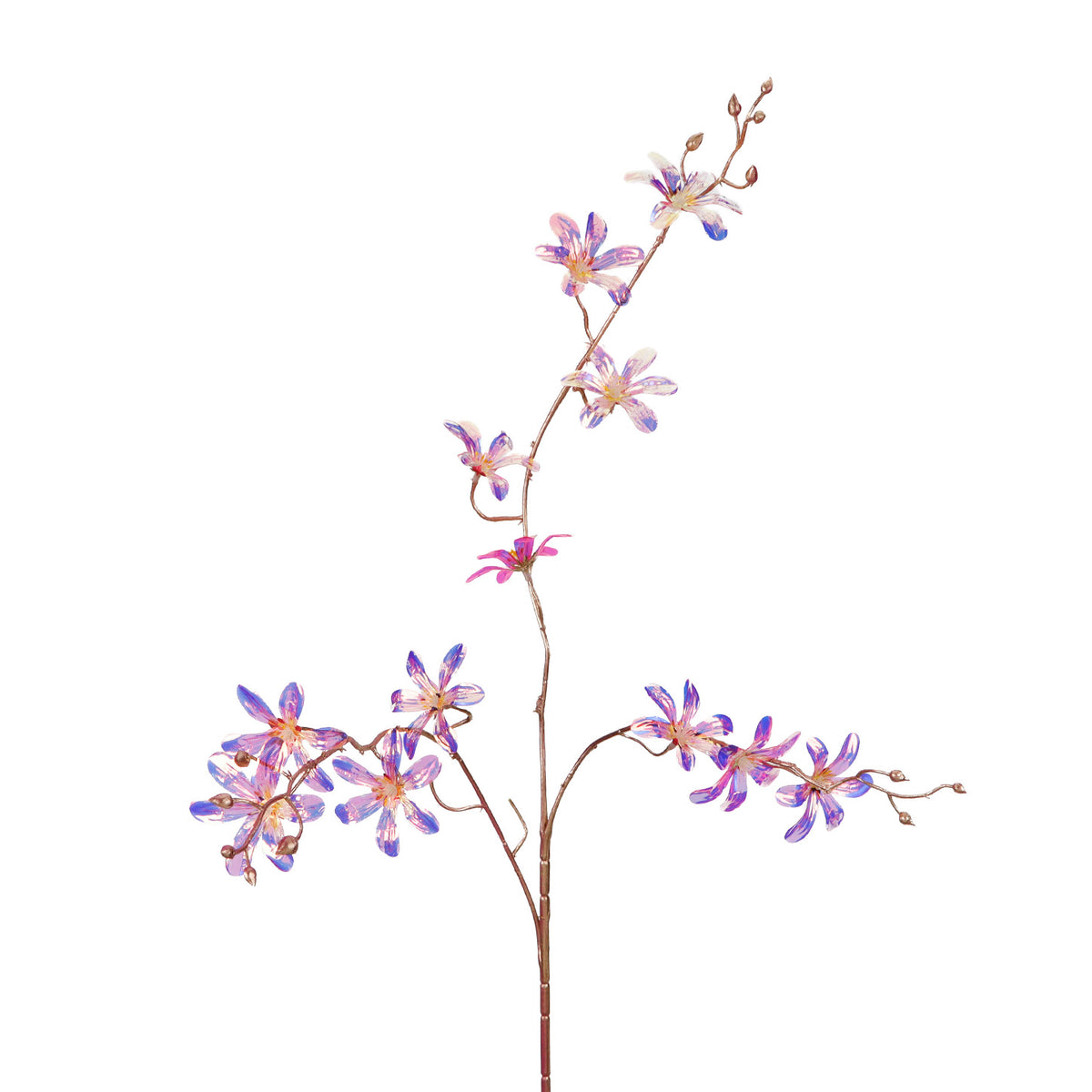 Tulpină metalizată irizată cu floare, roz/auriu/multicolor, 97 cm