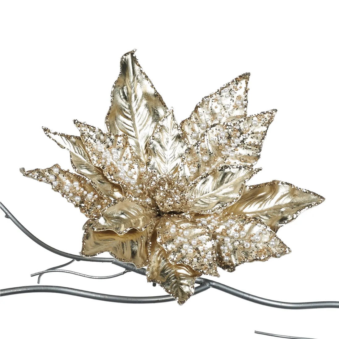 Craciunita cu perle sampanie,clips,26cm