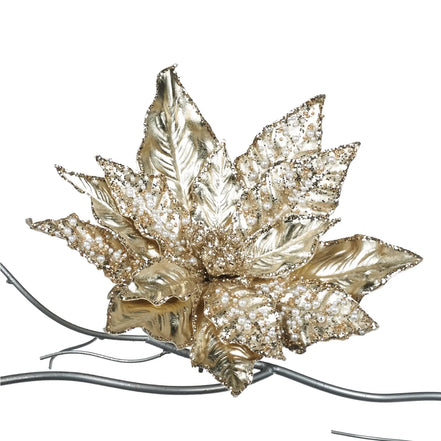 Craciunita cu perle sampanie,clips,26cm