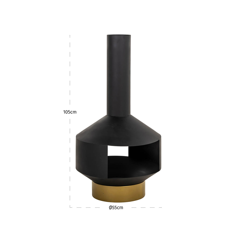 Vatră de foc Quinn, negru, chiminea – desen tehnic cu dimensiuni