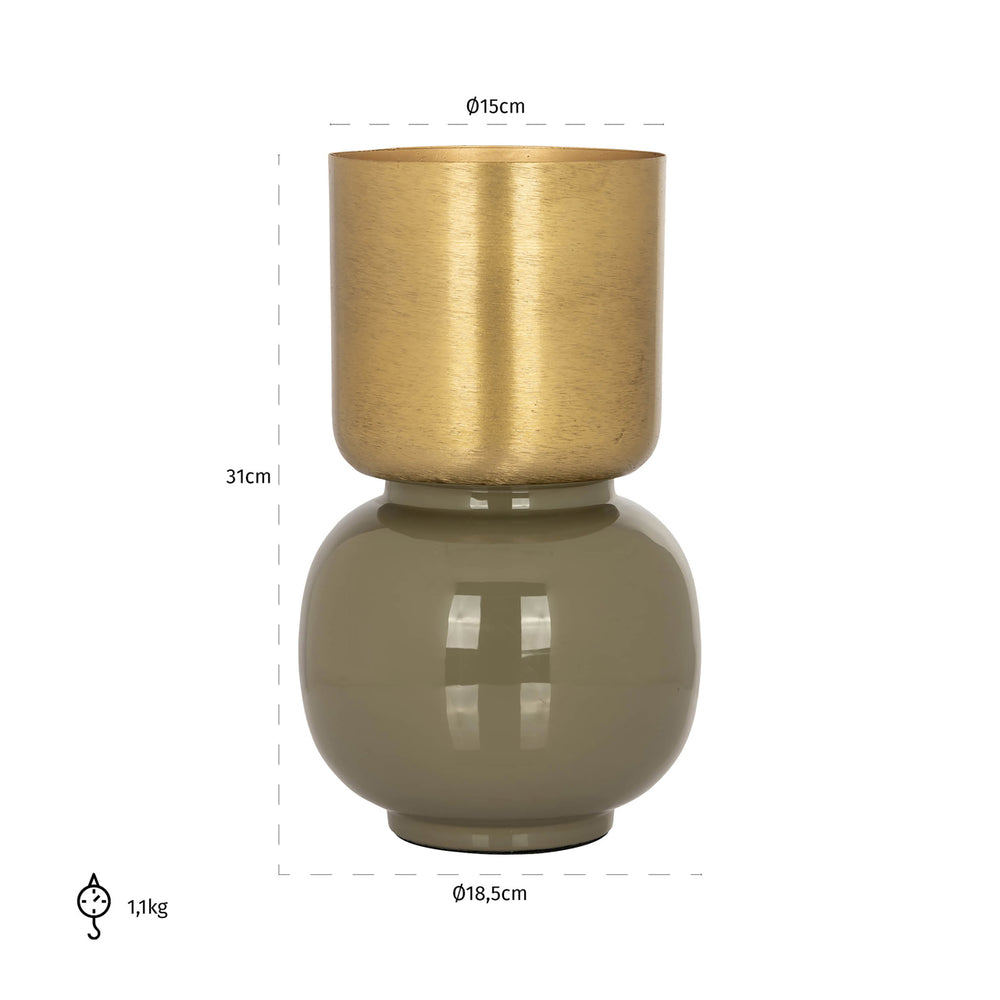 Vază Clover, auriu periat – desen tehnic cu dimensiuni