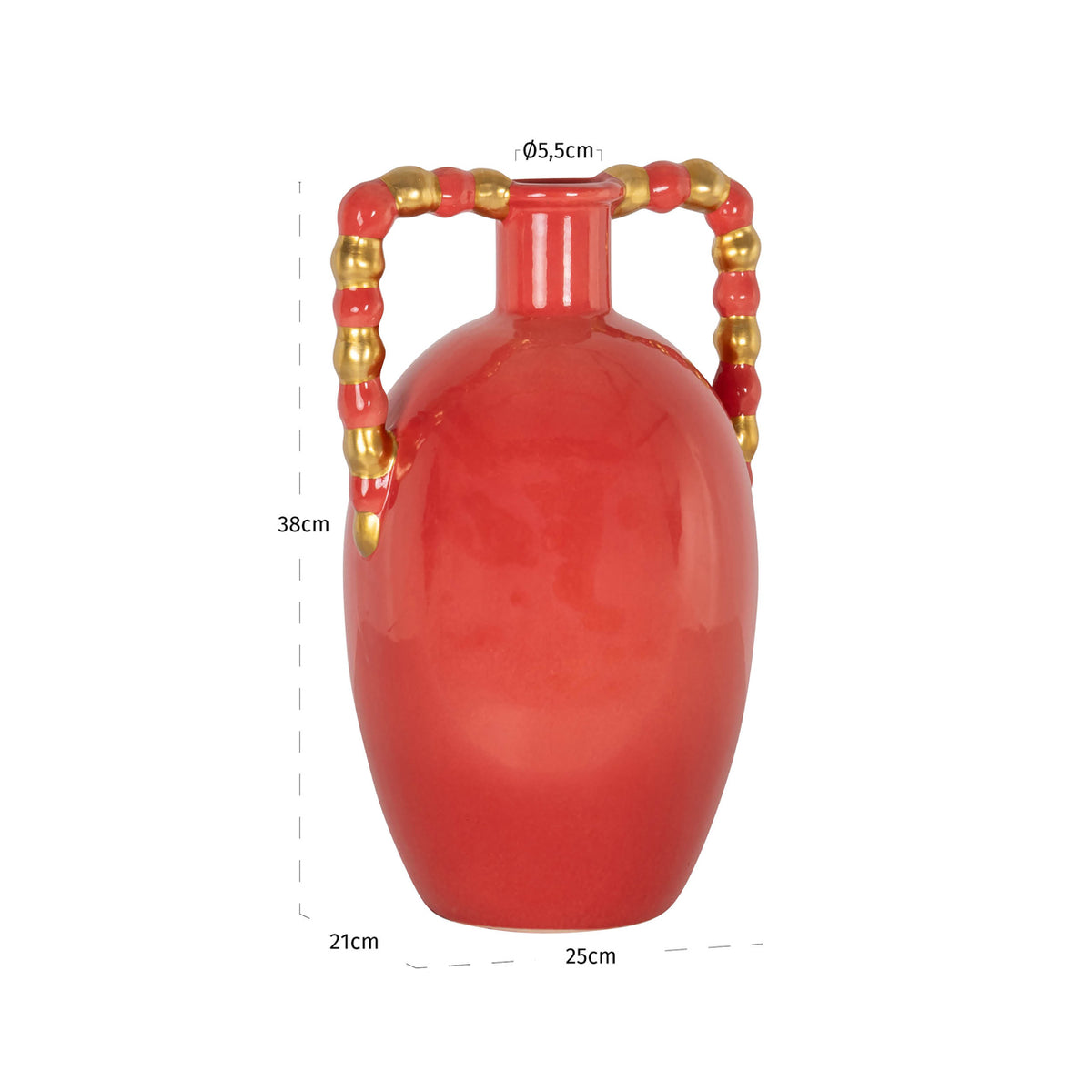 Vază Davita, portocaliu, mică – desen tehnic cu dimensiuni