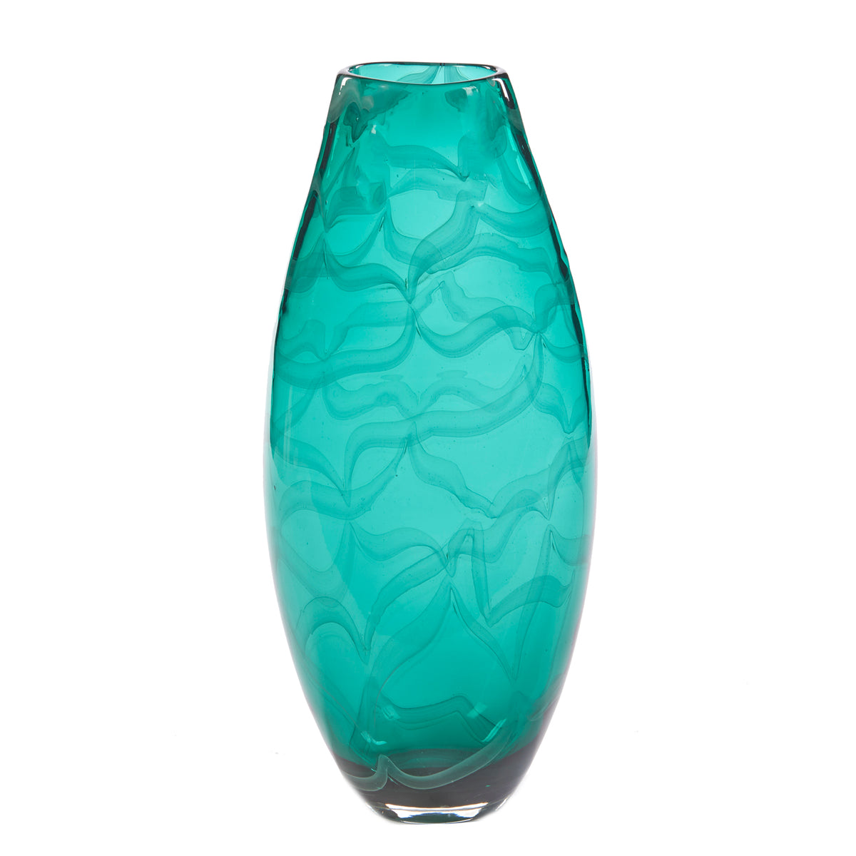 Vază din sticlă cu model de plasă ondulată, verde, 42 cm
