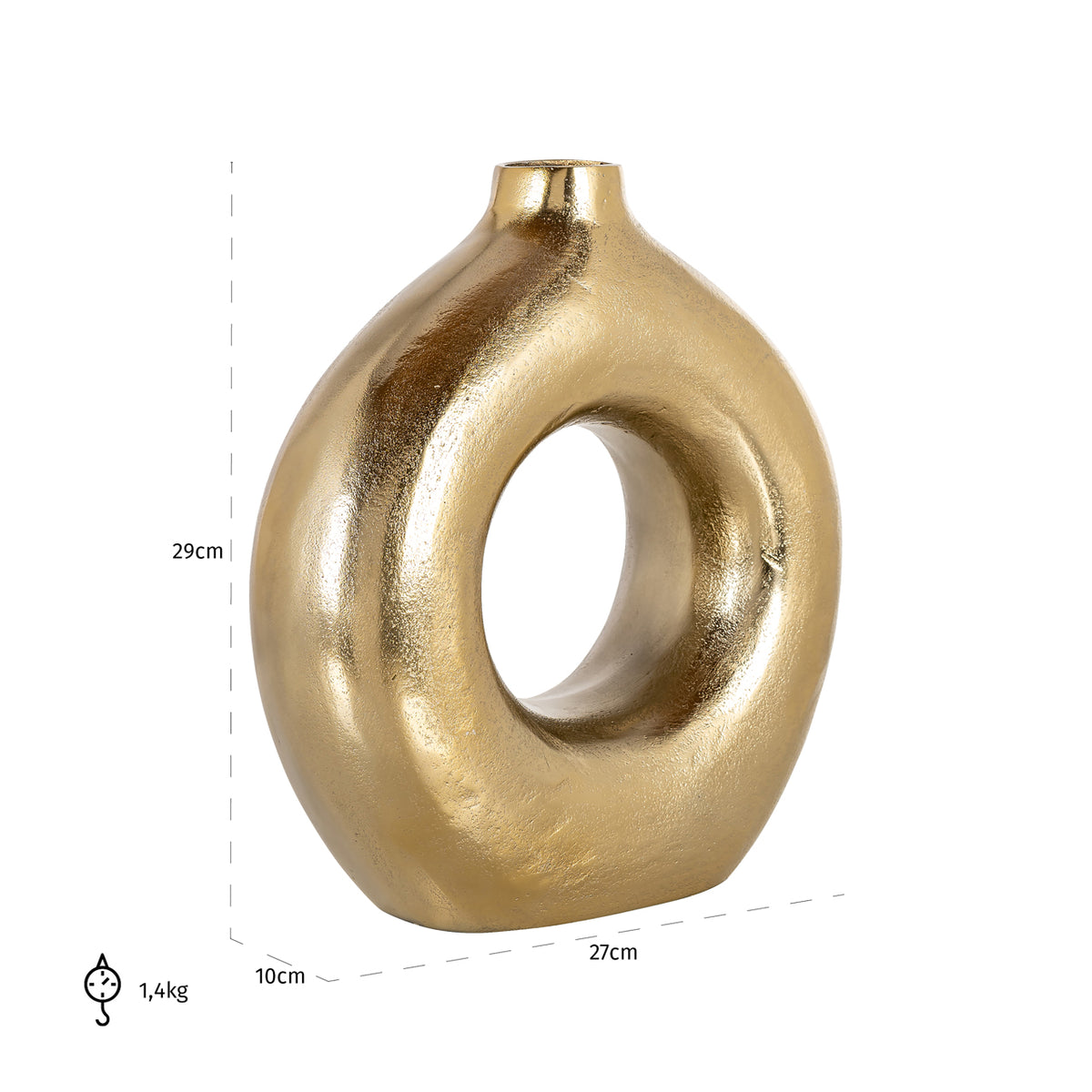 Vază Felicia, auriu – desen tehnic cu dimensiuni