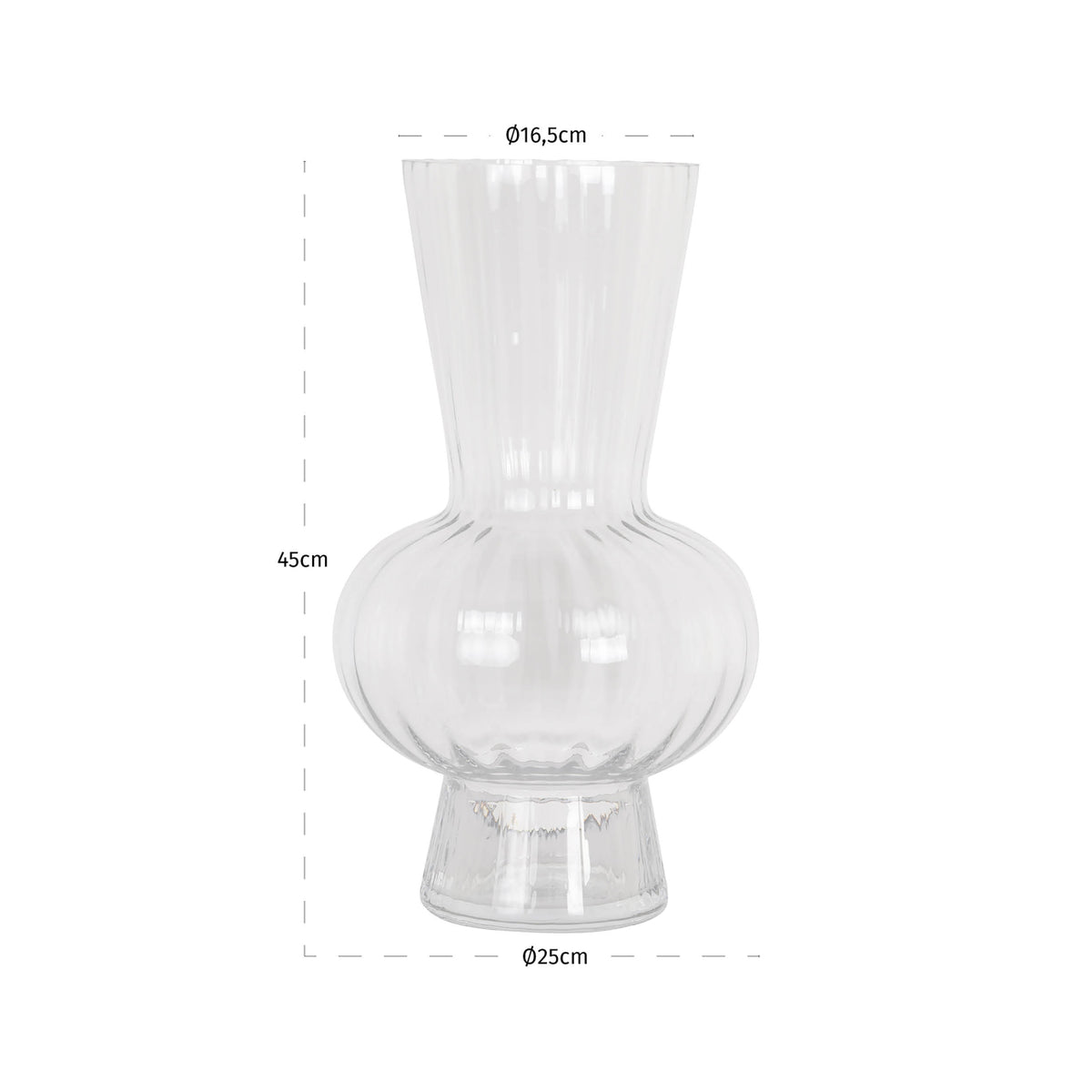 Vază Kyan, transparent – desen tehnic cu dimensiuni