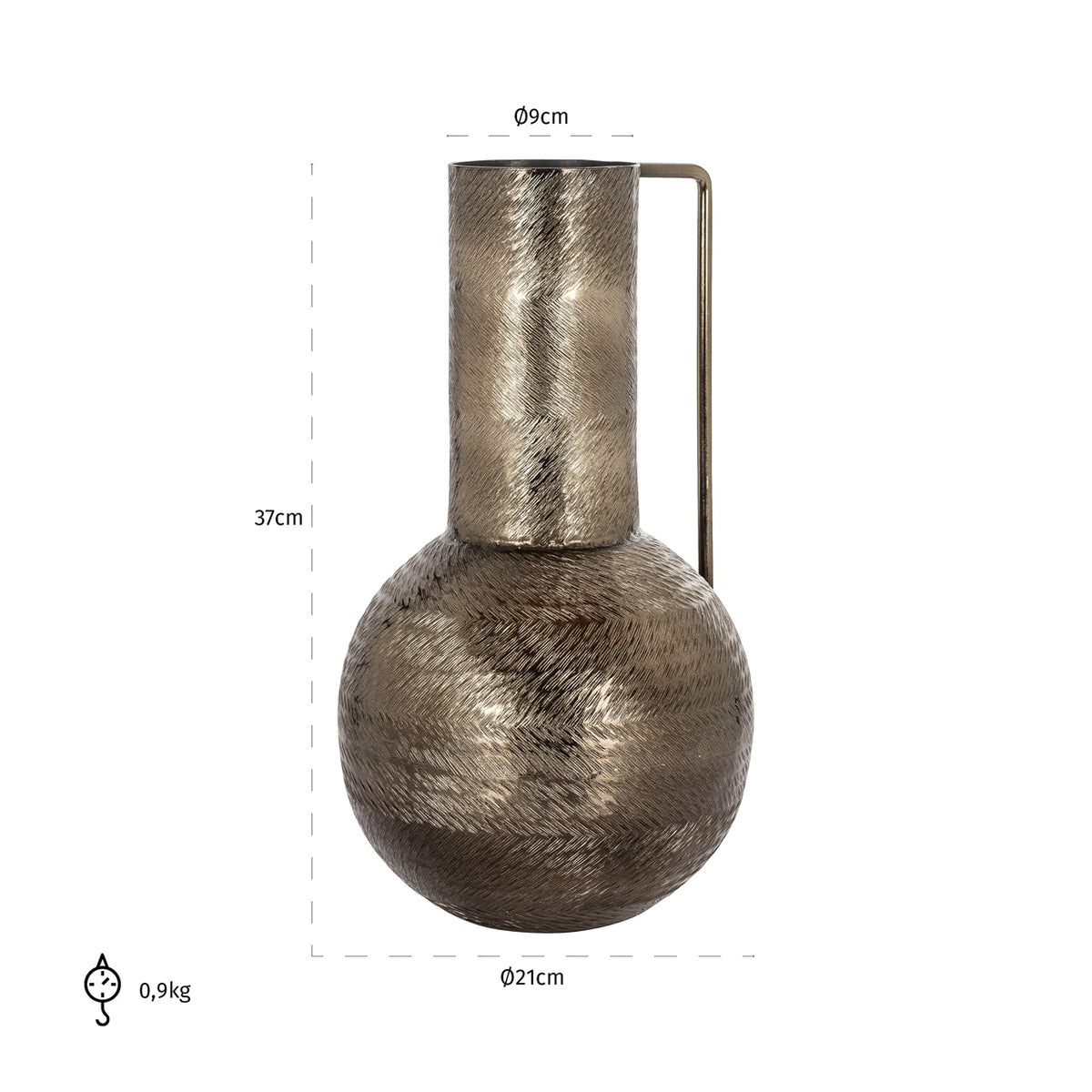 Vază Leia, smoke, mare – desen tehnic cu dimensiuni