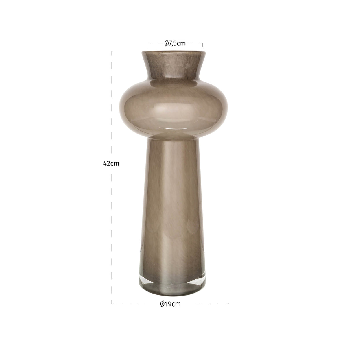 Vază Lunor, taupe, mare – desen tehnic cu dimensiuni