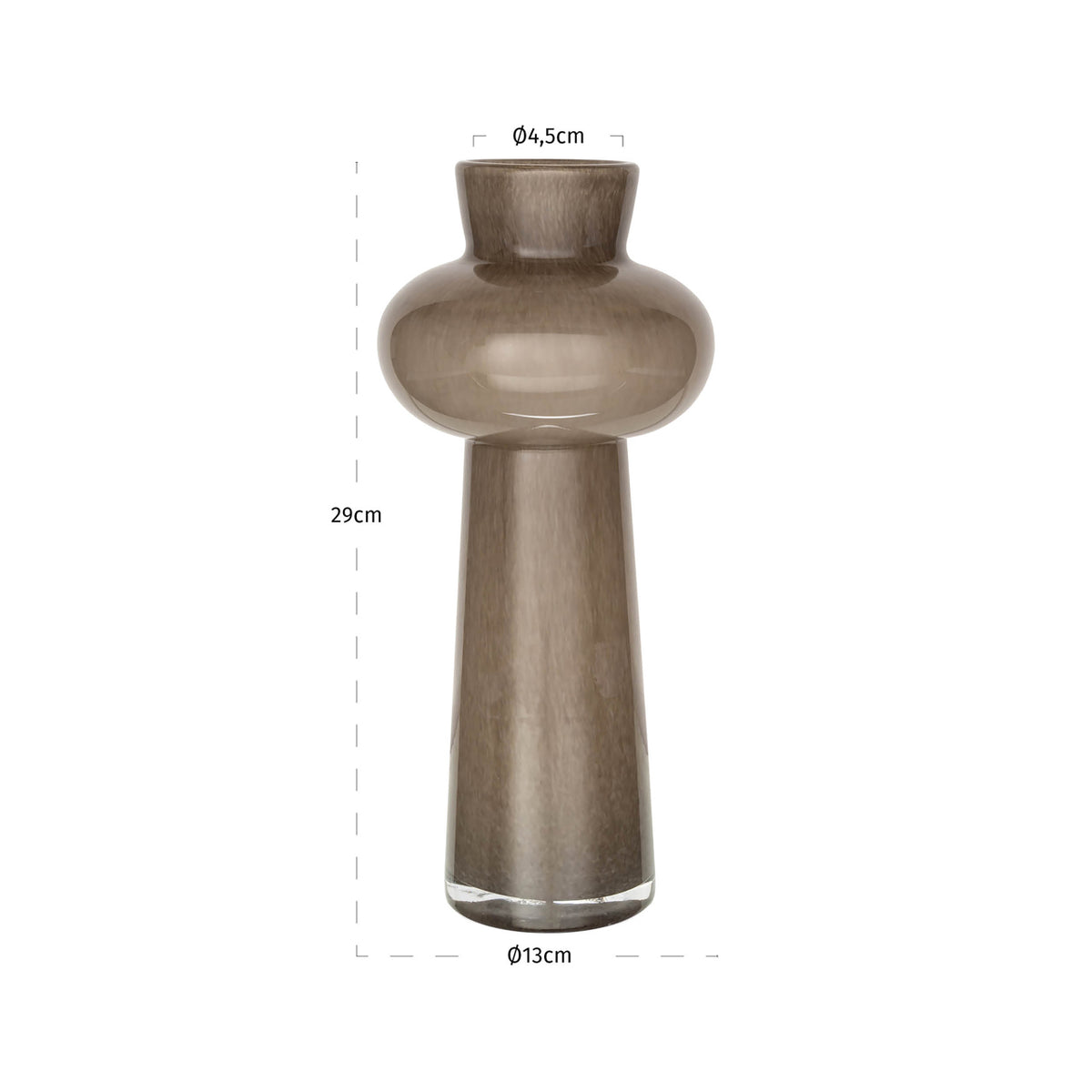 Vază Lunor, taupe, mică – desen tehnic cu dimensiuni
