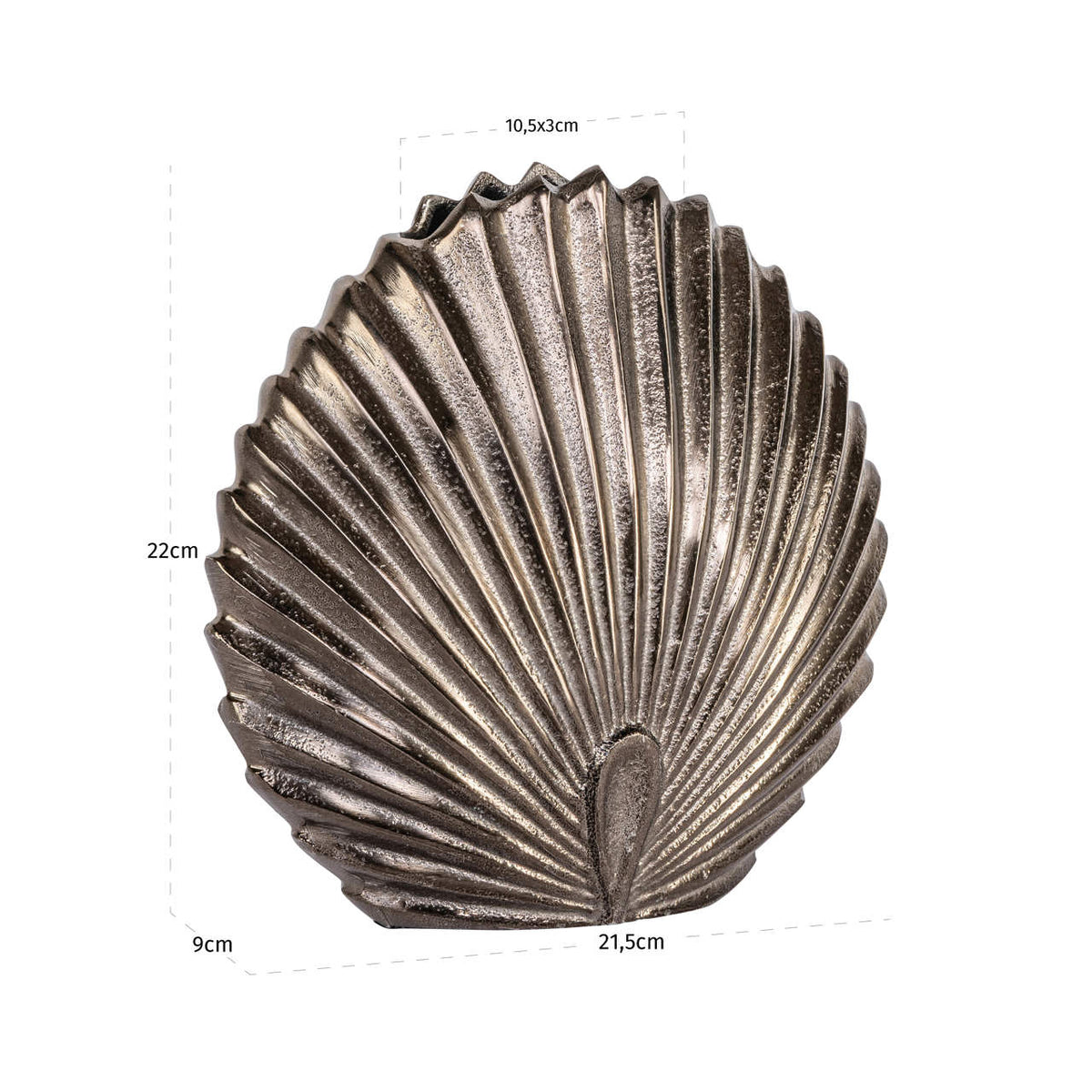 Vază Mara, alamă antichizată, mică – desen tehnic cu dimensiuni