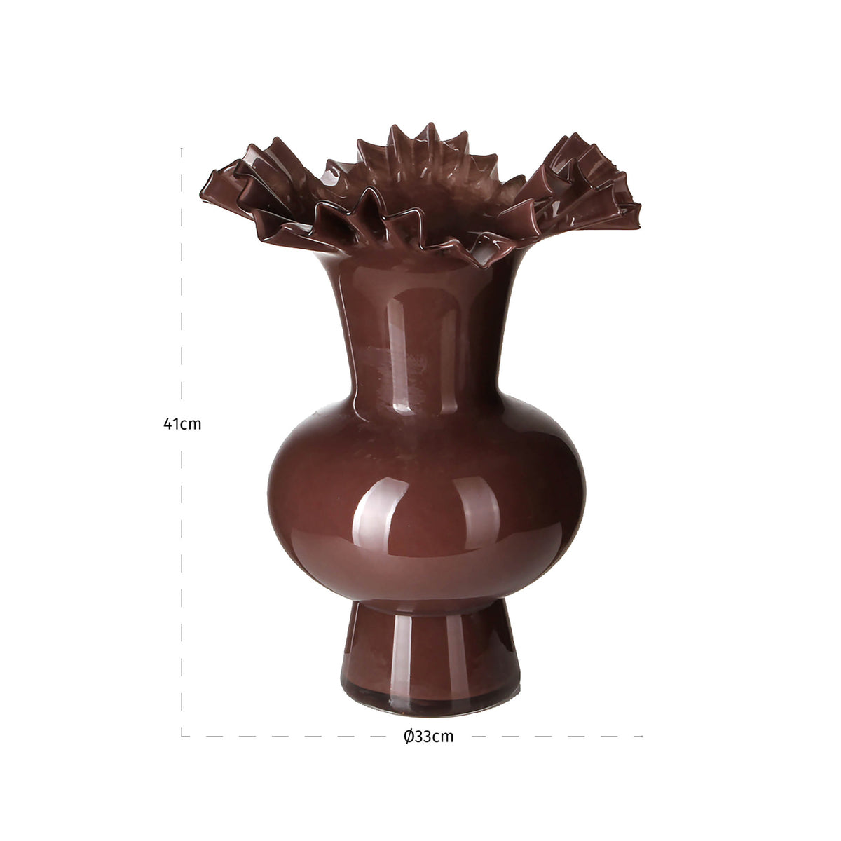 Vază Mira, maro – desen tehnic cu dimensiuni