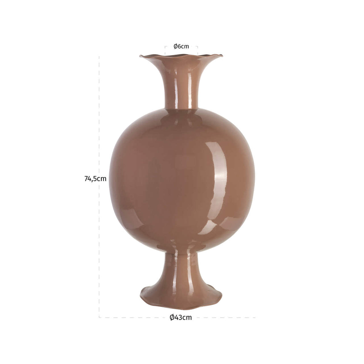Vază Mochi, mocha mousse – desen tehnic cu dimensiuni