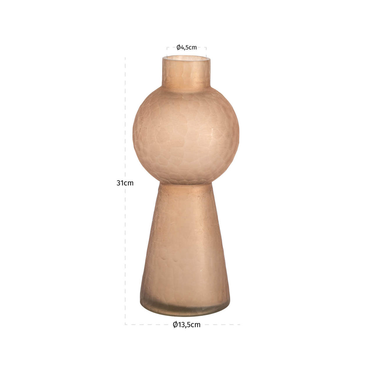 Vază Ora, maro, mică – desen tehnic cu dimensiuni
