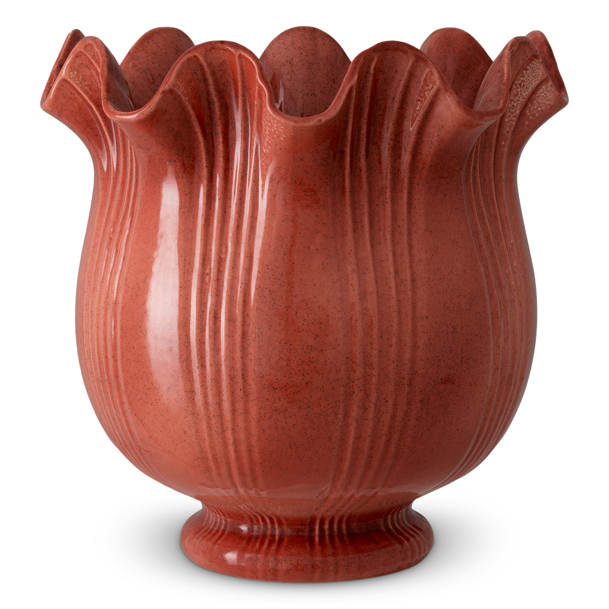 Vază Tulipa, ceramică roșu corai
