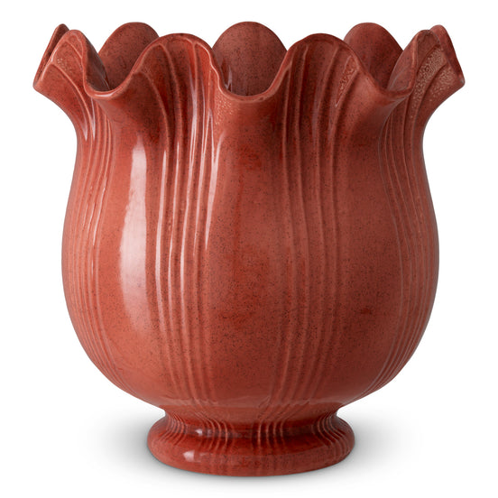 Vază Tulipa, ceramică roșu corai