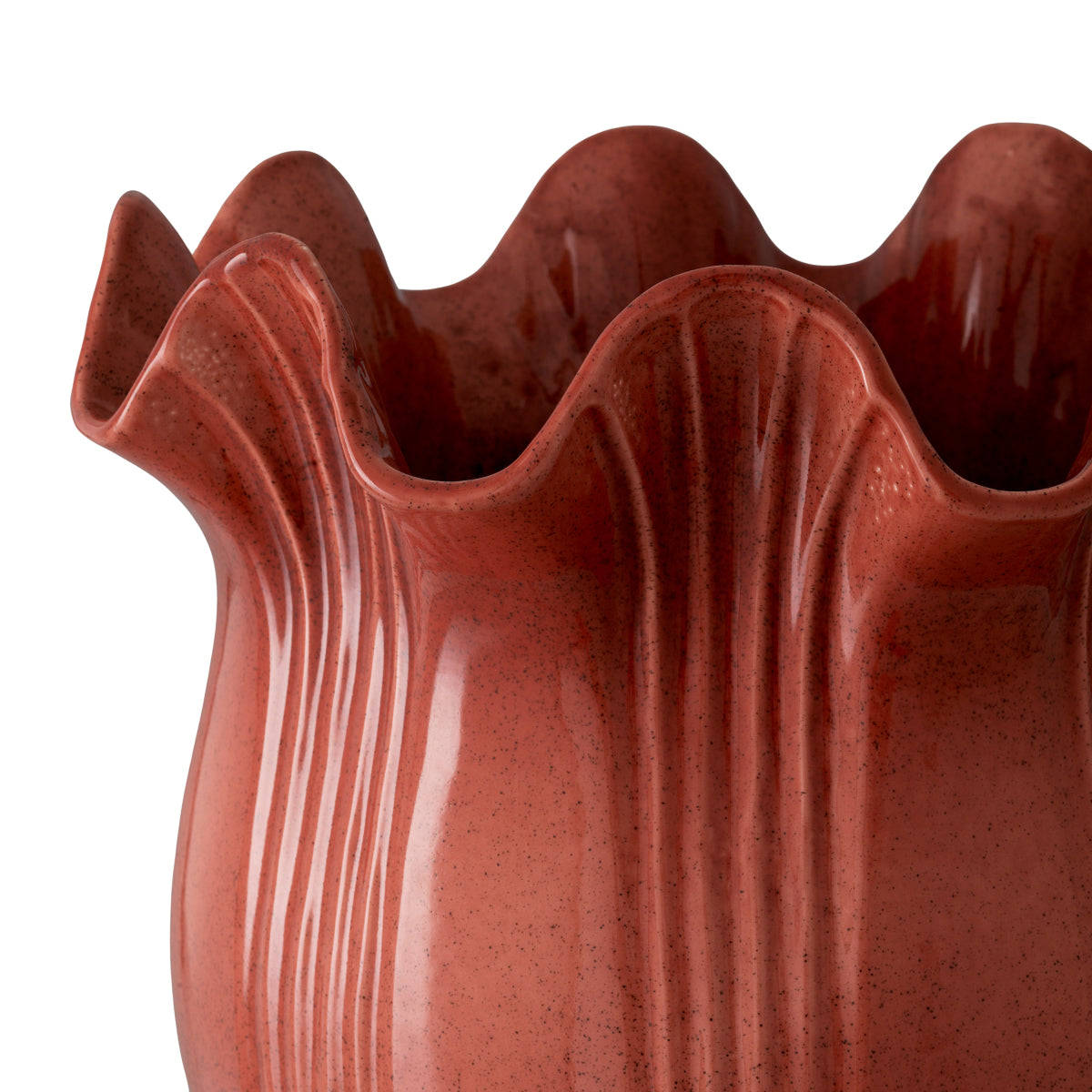 Vază Tulipa, ceramică roșu corai
