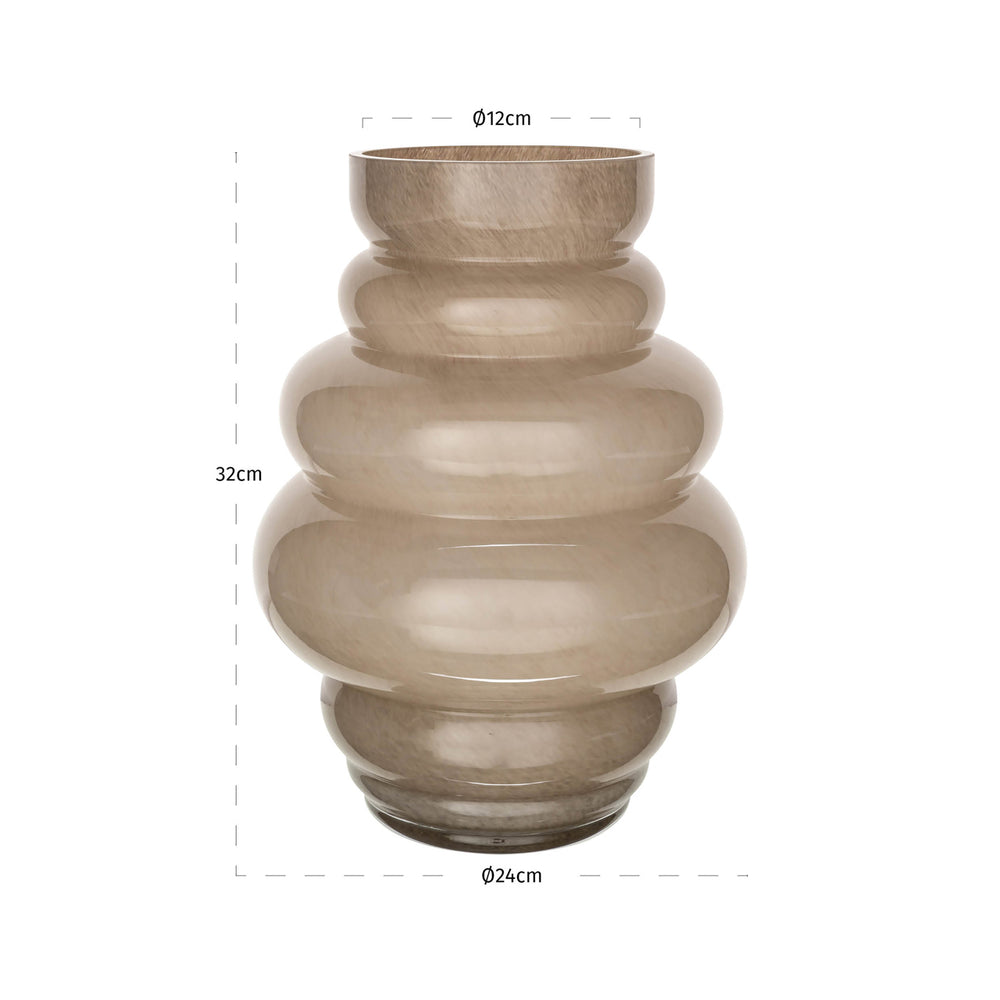 Vază Velora, taupe, L. 24 x l. 24 x Î. 32 cm – desen tehnic cu dimensiuni