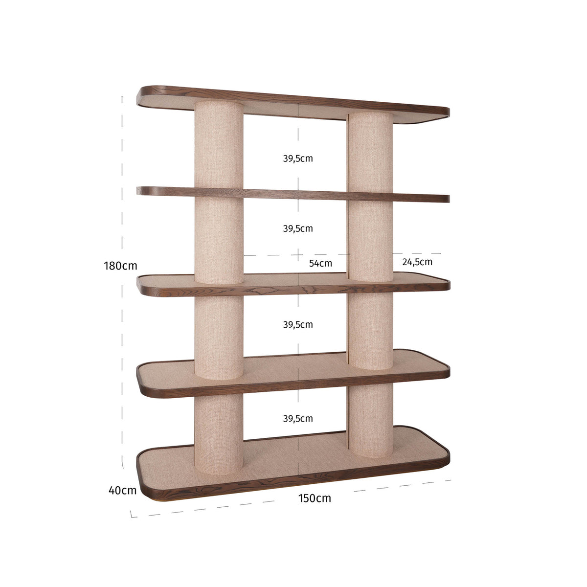 Vitrină Willox, bej – desen tehnic cu dimensiuni