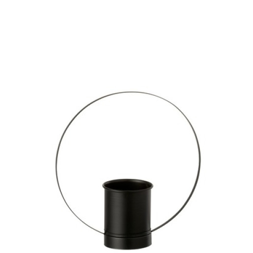 J-LINE Ghiveci de metal cu maner circular Metal Black