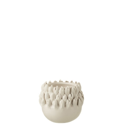 J-LINE Ghiveci ceramic WHITE M