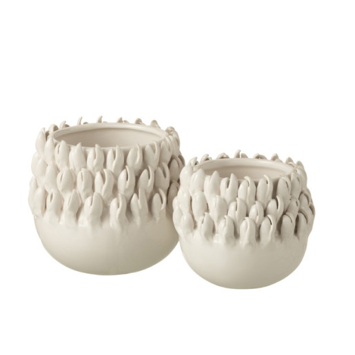 J-LINE Ghiveci ceramic WHITE L