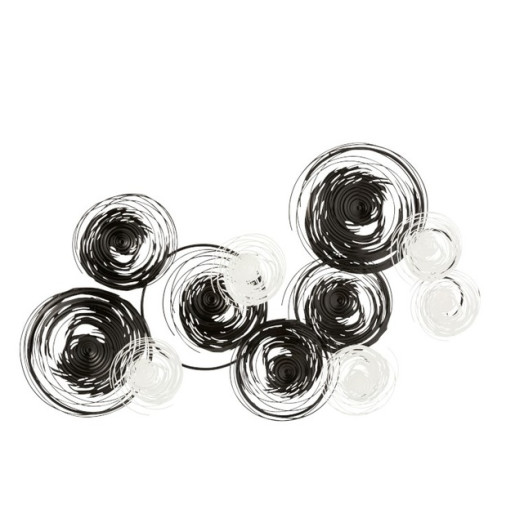 J-LINE Decoratiune de perete cu inele circulare alb/negru