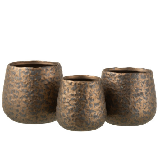 J-LINE Ghiveci rotund Ceramic Copper L