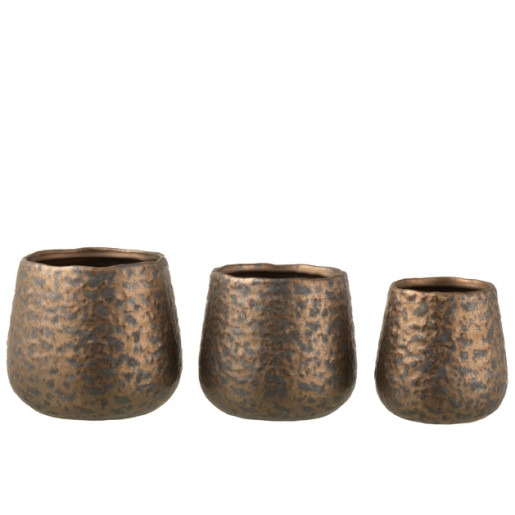 J-LINE Ghiveci rotund Ceramic Copper L