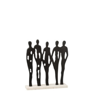 J-LINE Decoratiune  Figurine in rand din aluminiu Black