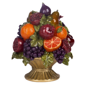 Topiar de Fructe Decorative in Vas burgundy/portocaliu 29.5cm
