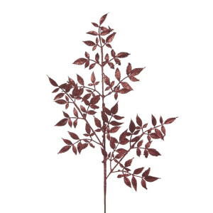 Ramurica decorativa cu frunze burgundy/sclipici 70cm