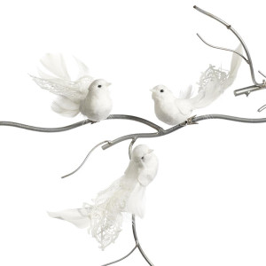 Păsări cu clips albe 18 cm