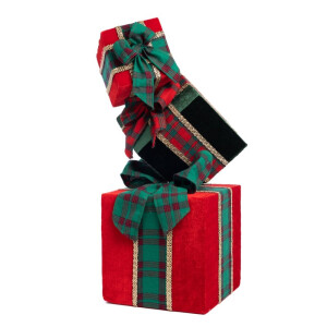 Cutii de cadouri suprapuse , verde/rosu 70cm
