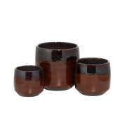 J-LINE Ghiveci rotund Ceramic Negru/Albastru/Rosu M