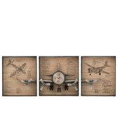 J-LINE Decoratiune Ceas antic din metal cu cifre romane incastrat in tablou