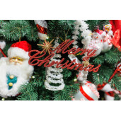 Decoratiune Merry Christmas rosu/auriu 9cm