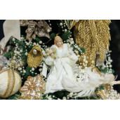 Scoica Cu Perla Ornament  auriu alb 10cm