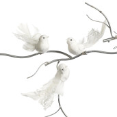 GOODWILL Păsări cu clips albe 18cm